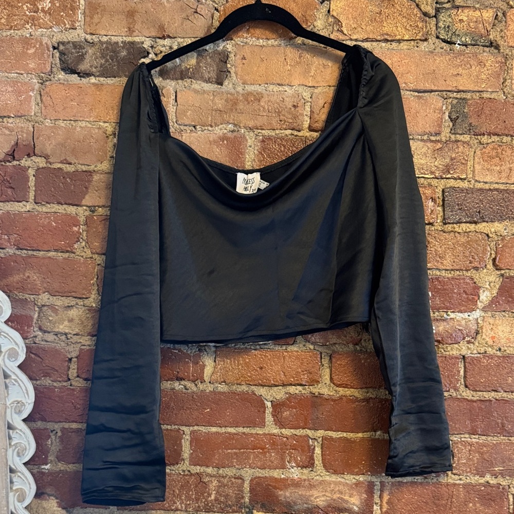 Princess Polly Cropped Satin Blouse